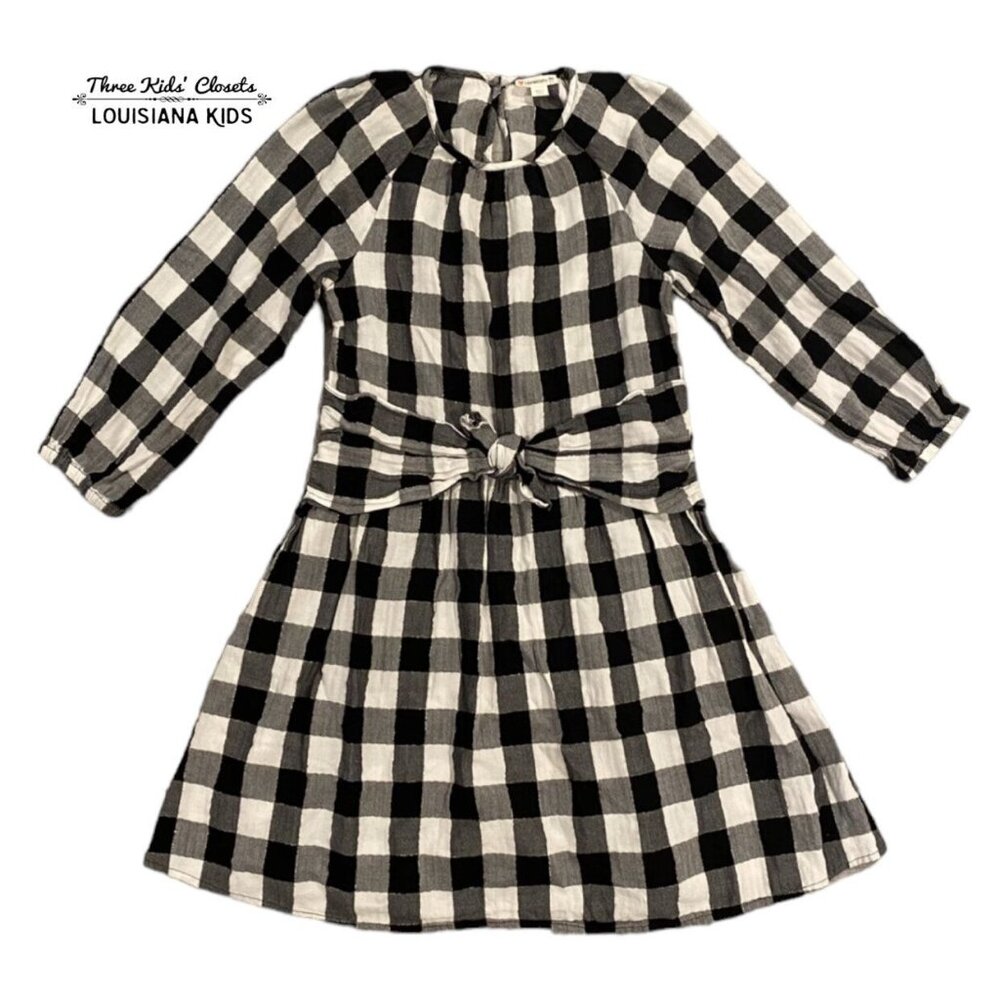 Crewcuts Sz 12 Black & Gold Buffalo Plaid Dress